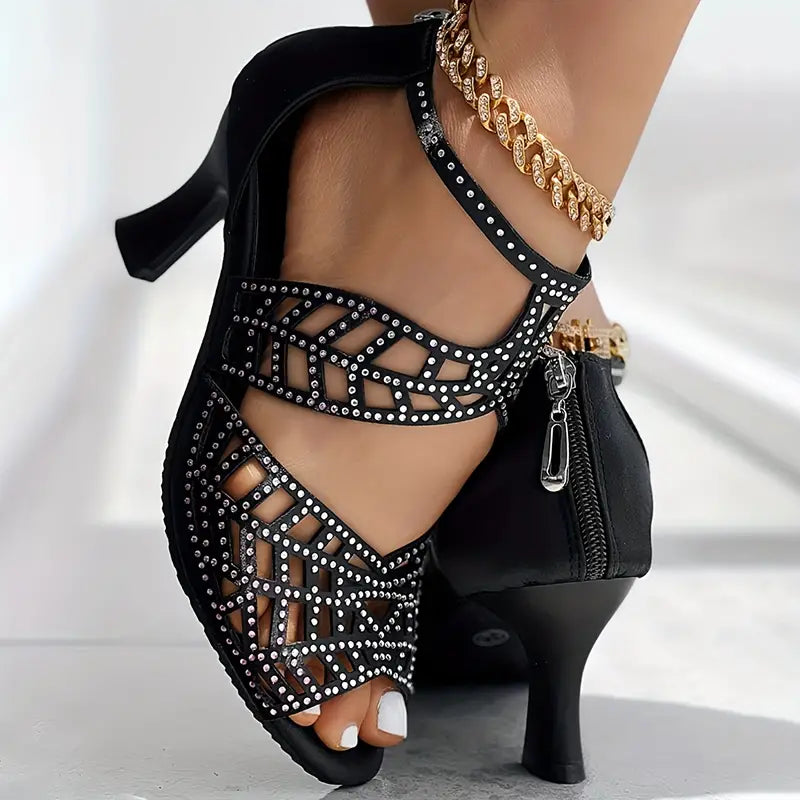 WOMEN'S HIGH HEEL PARTY CASUAL ZIPPER SANDALS