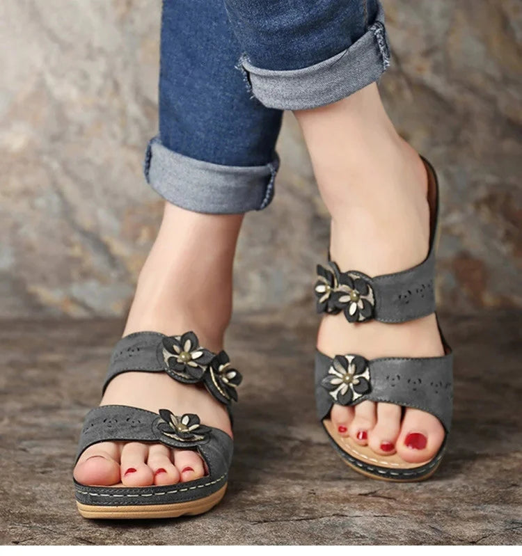 SYDNEY™ OPEN-TOE FANCY FLOWER ORTHOPEDIC SANDALS