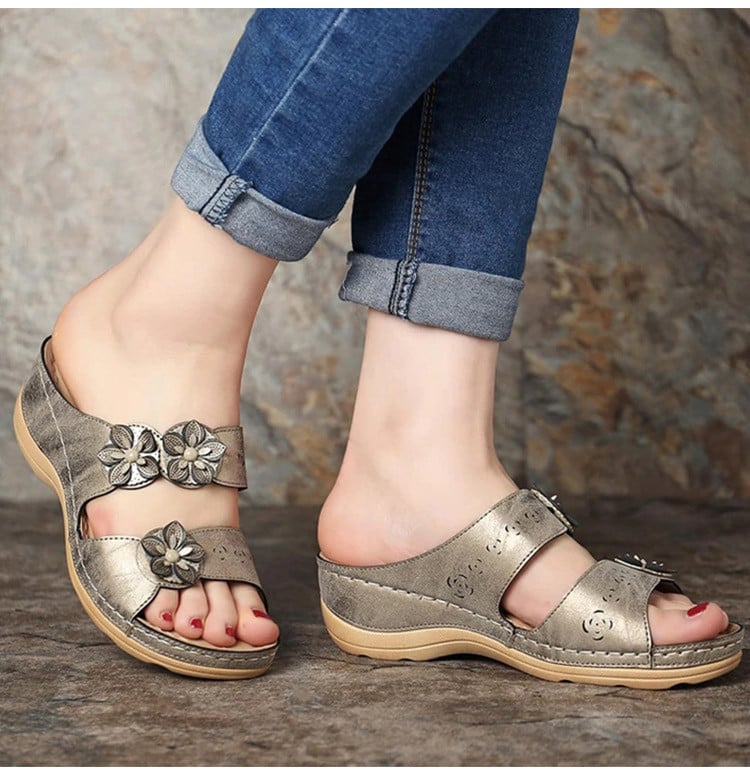 SYDNEY™ OPEN-TOE FANCY FLOWER ORTHOPEDIC SANDALS