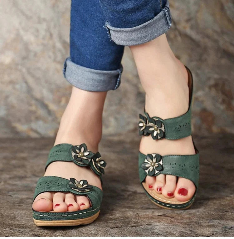 SYDNEY™ OPEN-TOE FANCY FLOWER ORTHOPEDIC SANDALS