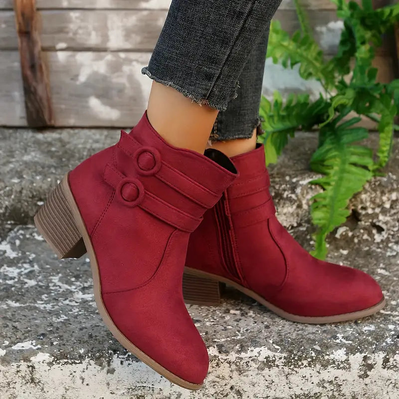 ALDRI™ WOMEN CHUNKY HEELED ANKLE BOOTS