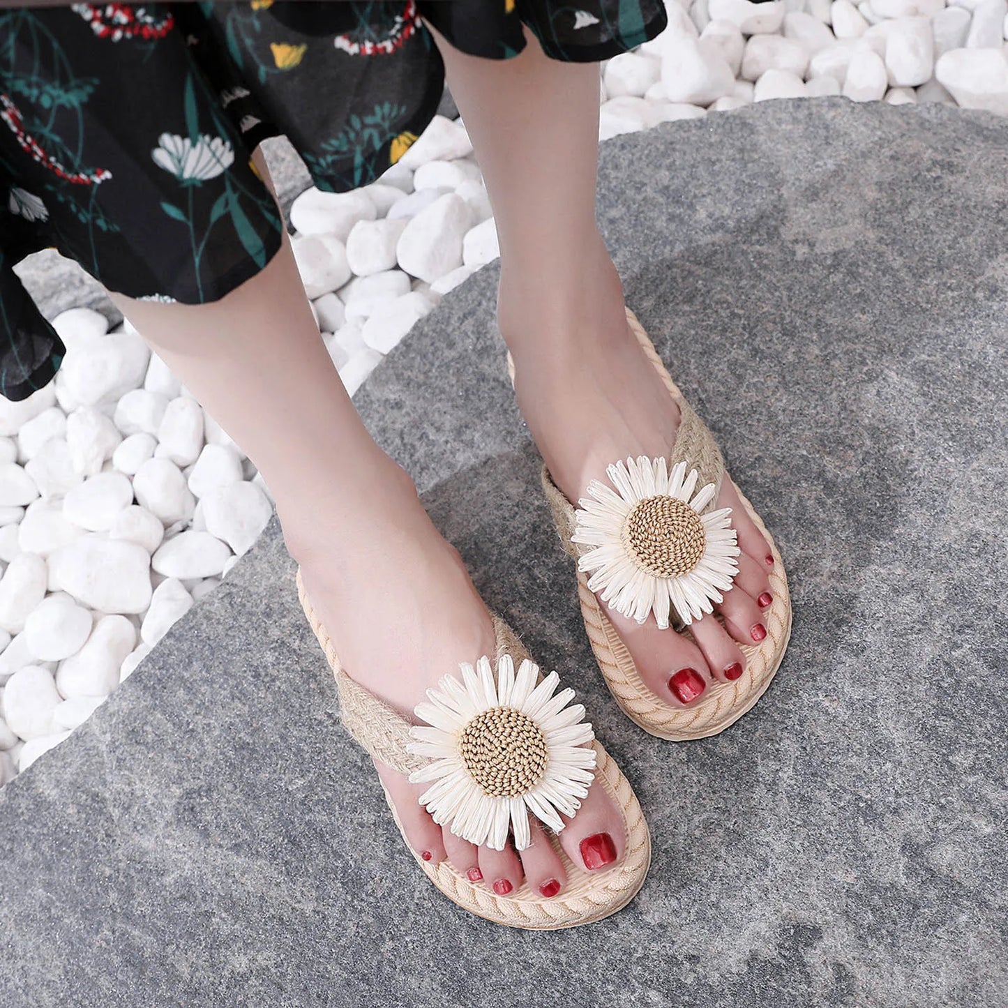 AYLA™ SUNFLOWER DAISY HANDWOVEN SANDALS