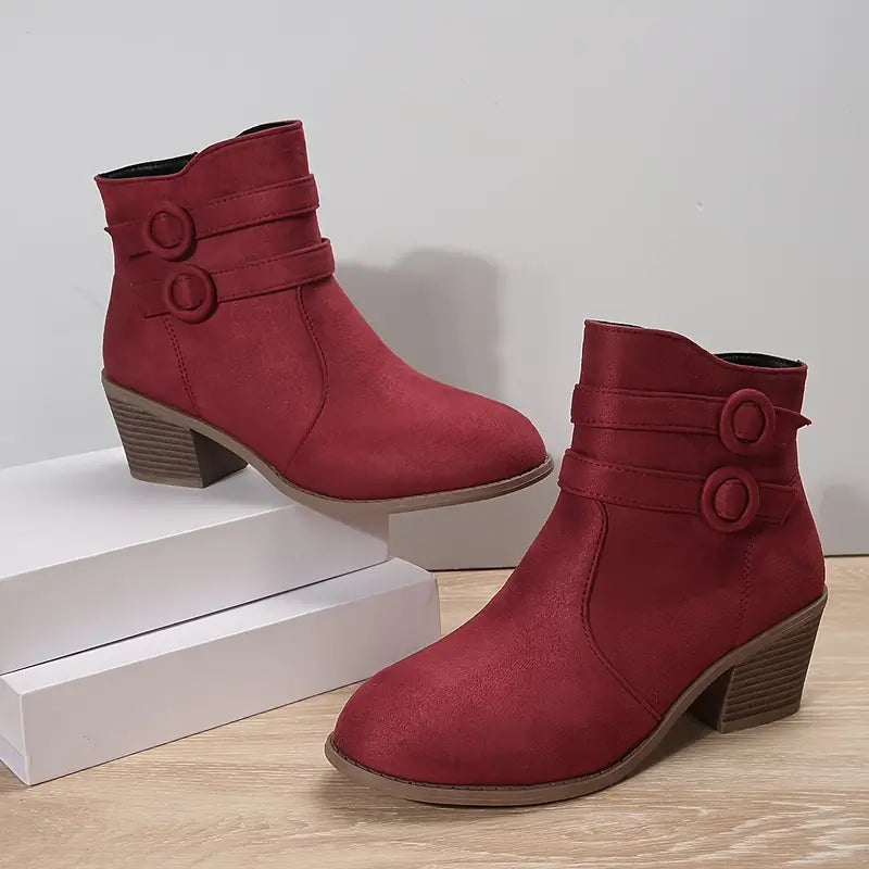 ALDRI™ WOMEN CHUNKY HEELED ANKLE BOOTS