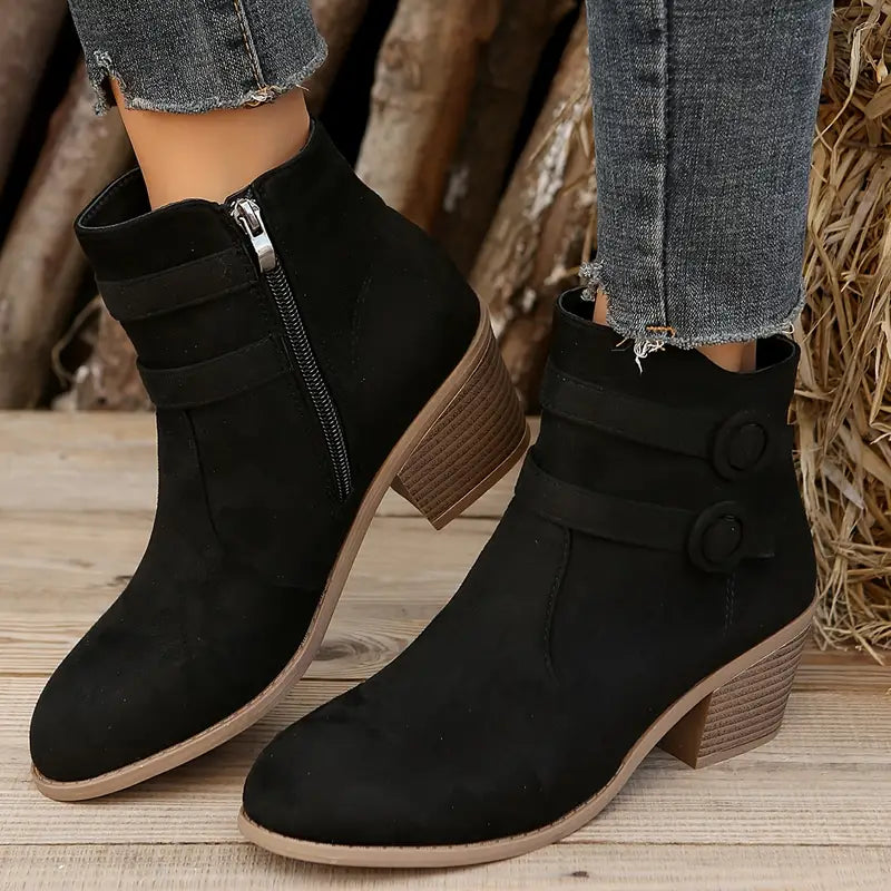 ALDRI™ WOMEN CHUNKY HEELED ANKLE BOOTS