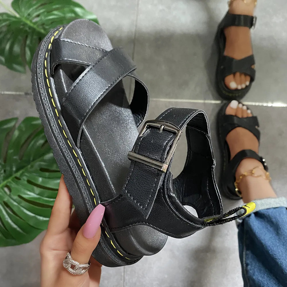 BILLIE™ ROMAN BUCKLE PLATFORM ORTHOPEDIC SANDALS