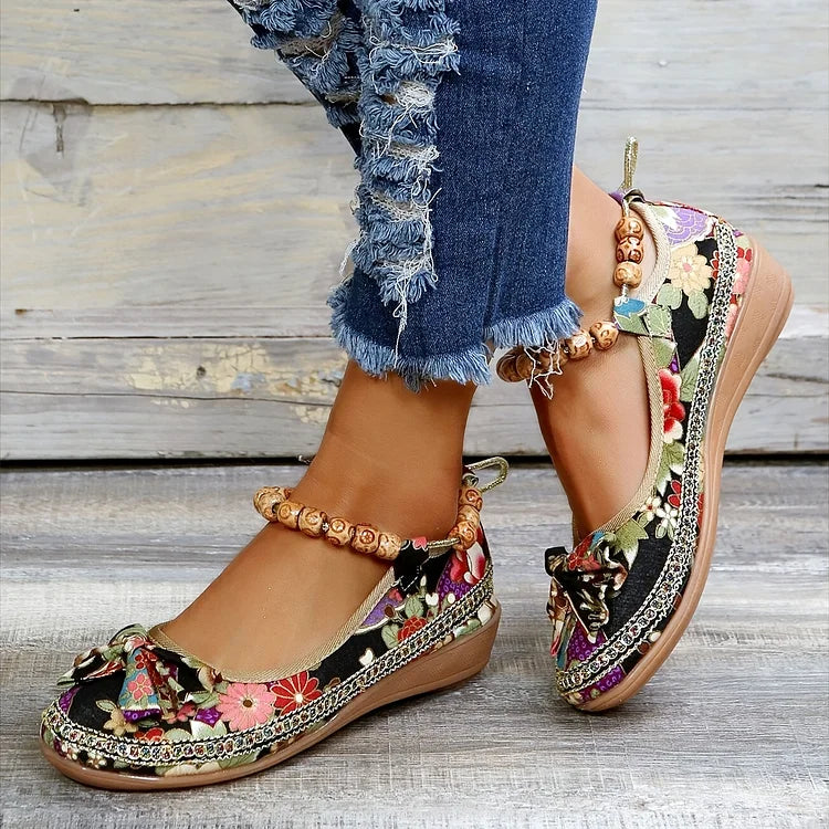 MAISIE™ HANDWOVEN FLORAL PRINT ORTHOPEDIC SHOES