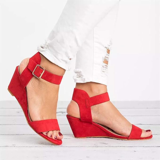 AUDREY™ CLASSIC BOHEMIAN WEDGE BUCKLE SANDALS