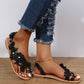 WOMEN'S FLOWER FLAT HEEL CUTE LEATHER SANDALS