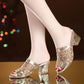 WOMEN'S MULES HEELED SPARKLY PARTY SANDALS