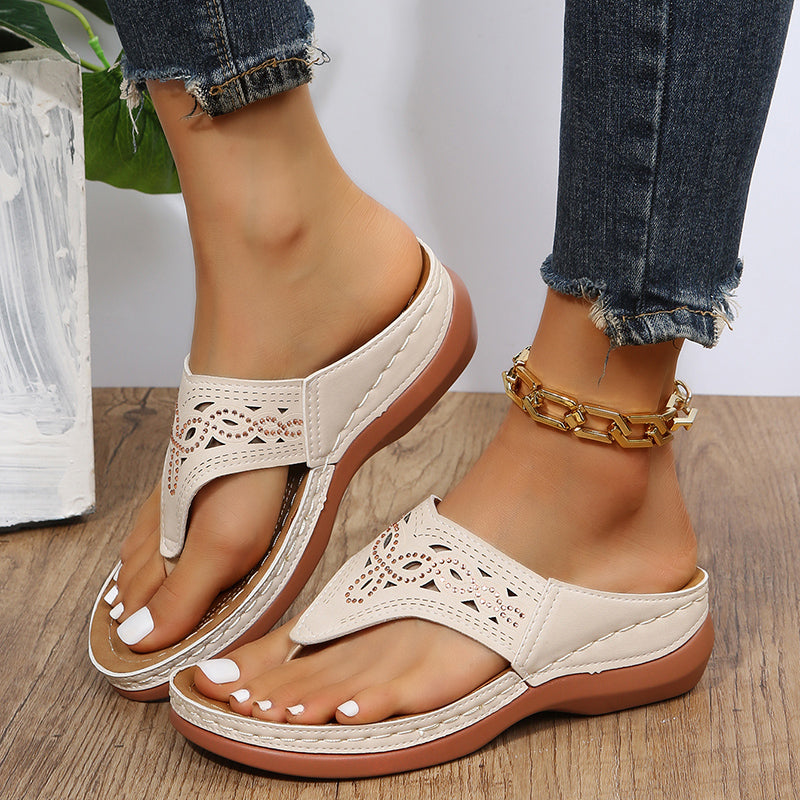 WOMEN'S HOLLOW RHINESTONE PLATFORM SANDALS