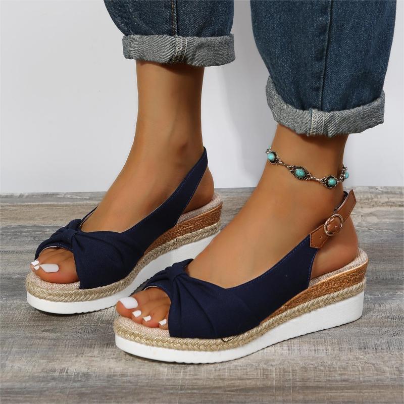 WOMEN'S BOWKNOT WEDGE PLATFORM SANDALS