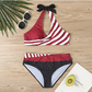 WOMEN'S PLUS SIZE 2-PIECE STRIPE PRINTING BIKINI