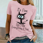 WOMEN'S FUNNY CAT PRINT T-SHIRT