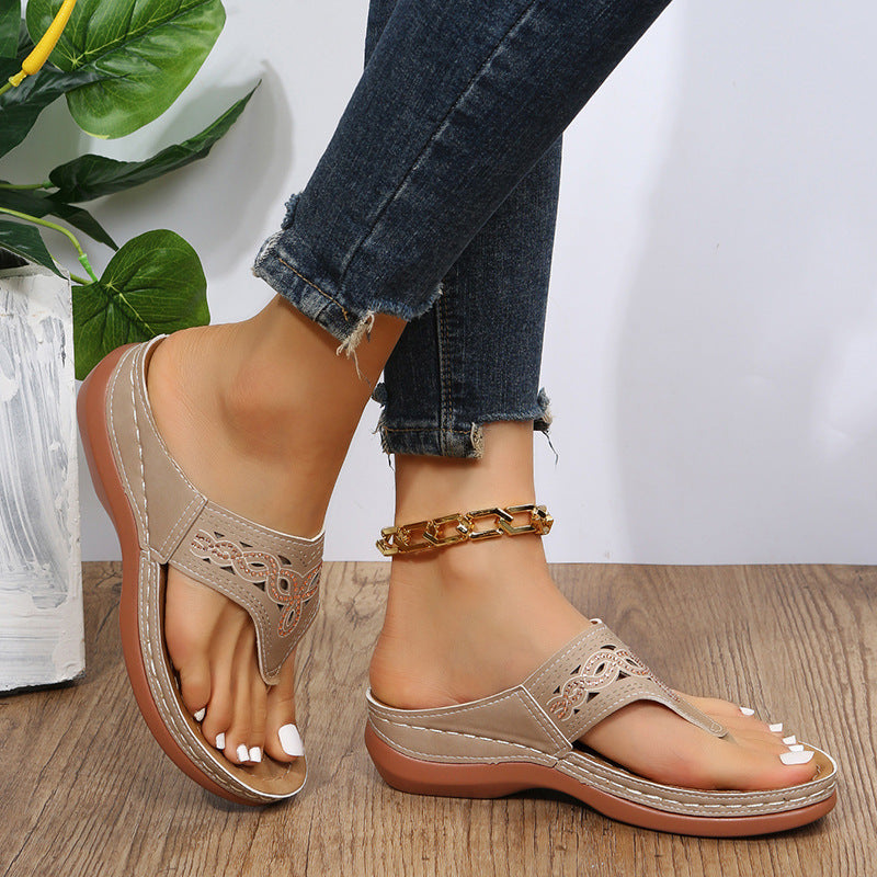 WOMEN'S HOLLOW RHINESTONE PLATFORM SANDALS