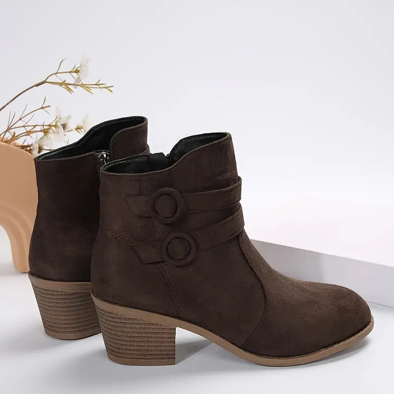 ALDRI™ WOMEN CHUNKY HEELED ANKLE BOOTS