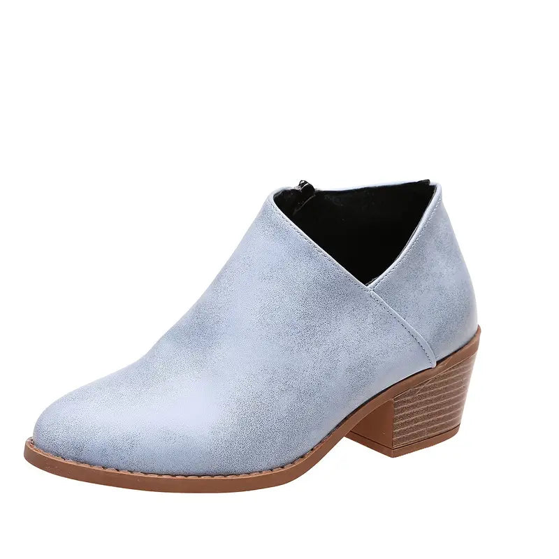 WOMEN'S ORTHOPEDIC V CUT SIDE ZIPPER ANKLE BOOTS