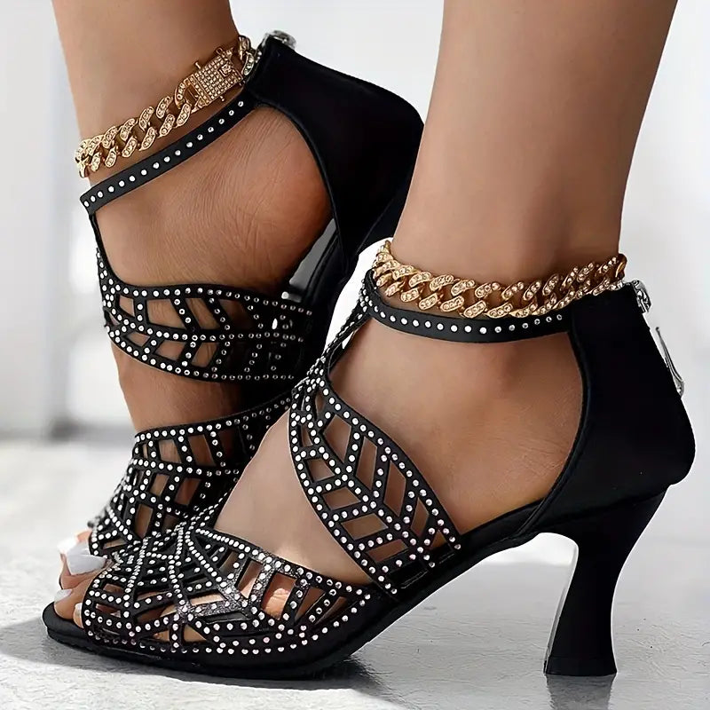 WOMEN'S HIGH HEEL PARTY CASUAL ZIPPER SANDALS