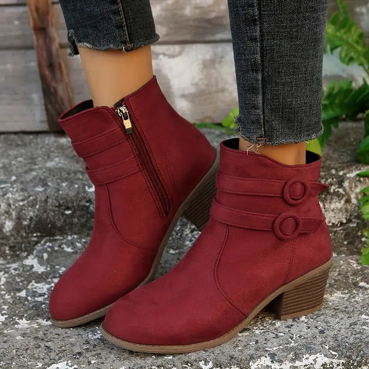 ALDRI™ WOMEN CHUNKY HEELED ANKLE BOOTS