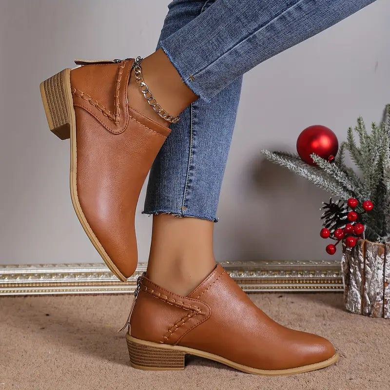 ELEANOR™ - WOMEN'S ORTHOPEDIC RETRO POINTED-TOE BACK ZIPPER ANKLE BOOTS