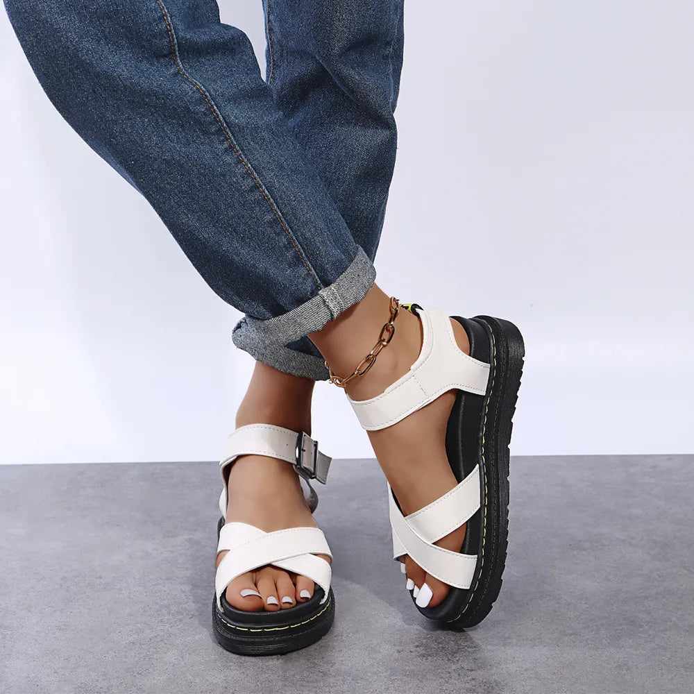 BILLIE™ ROMAN BUCKLE PLATFORM ORTHOPEDIC SANDALS