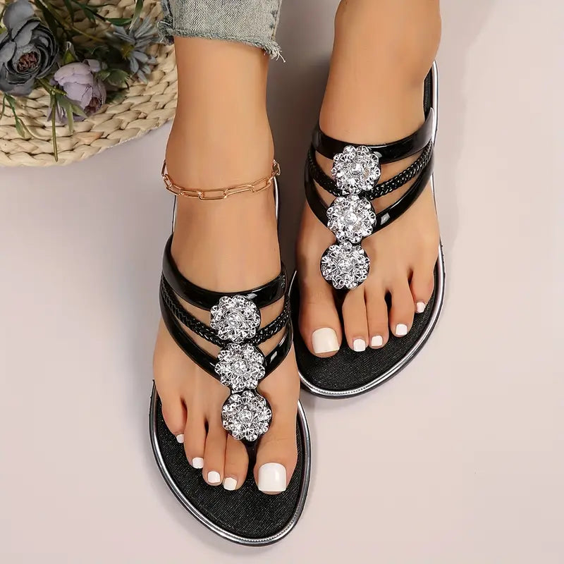 AASIYA™ FLORAL FLIP FLOP FLAT OPEN-TOE SANDALS