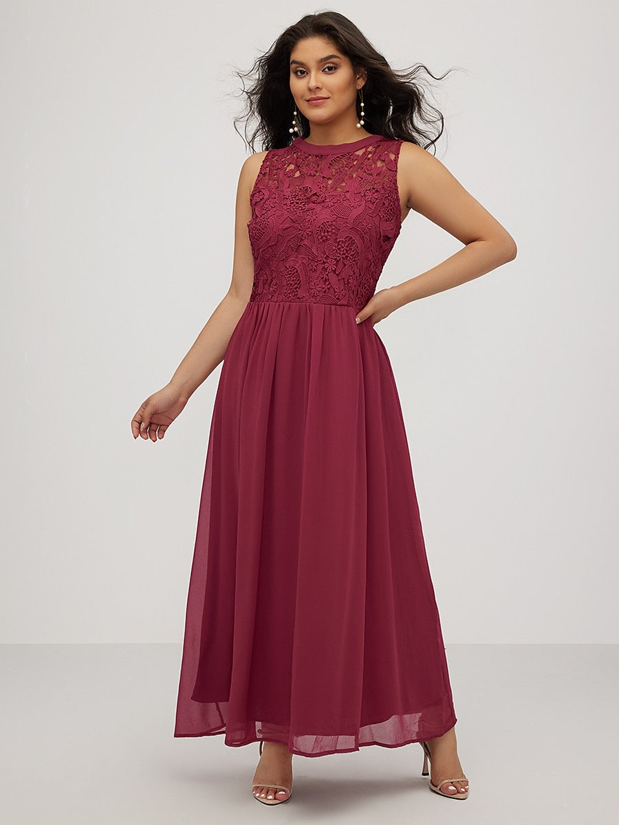 DINA™ ELEGANT CURVE PARTY SLEEVELESS MAXI DRESS